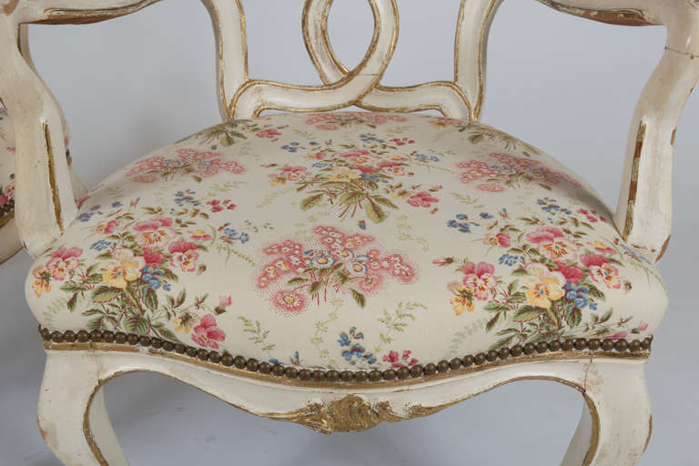 Pair of Elegant Cream-Painted Armchairs 2