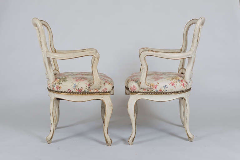 Pair of Elegant Cream-Painted Armchairs 4
