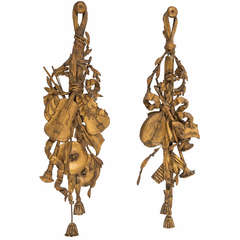 Pair of Giltwood Musical Trophies