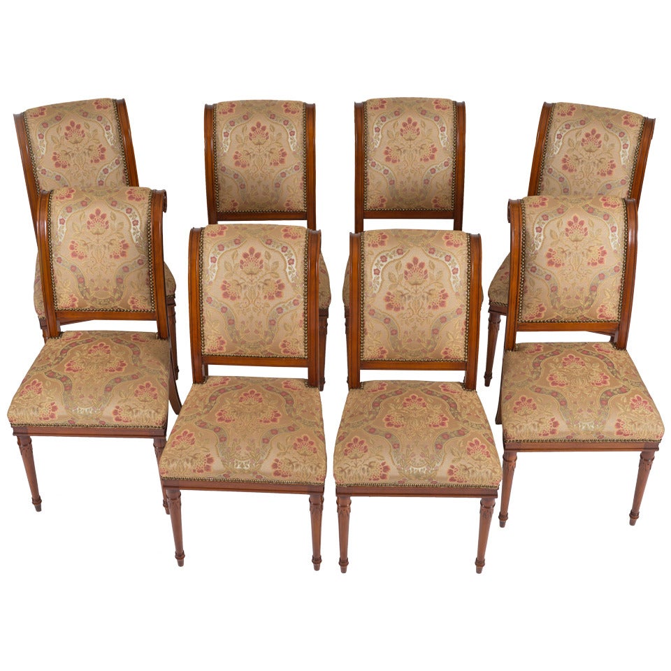 Set of Eight Neoclassical Cherry Dining Chairs