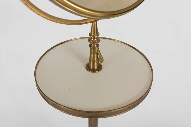 Lacquered Brass and Marble Shaving Mirror on Stand 1