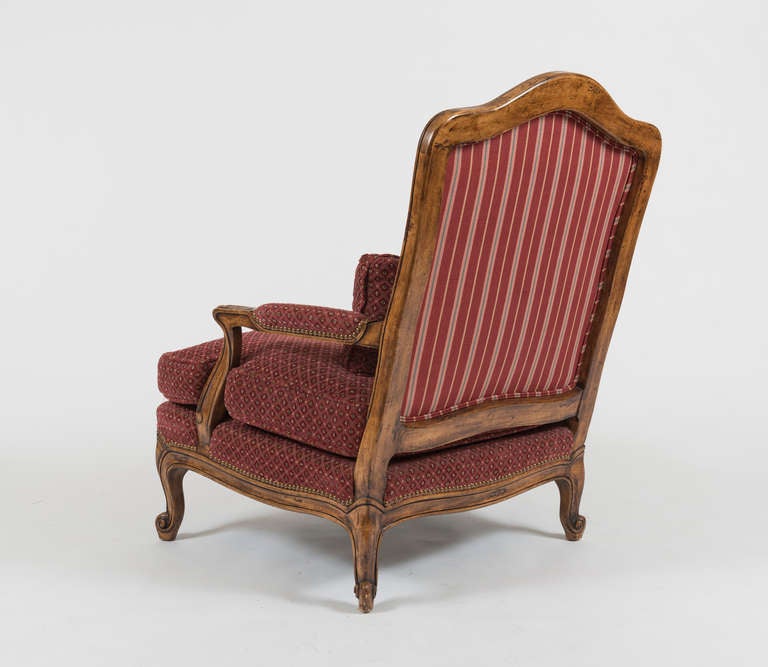 Pair of Louis XV Style Upholstered Lounge Chairs 1