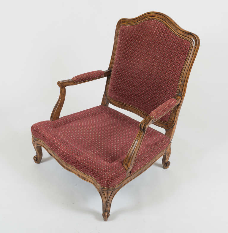Pair of Louis XV Style Upholstered Lounge Chairs 4