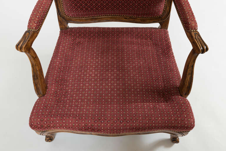 Pair of Louis XV Style Upholstered Lounge Chairs 5