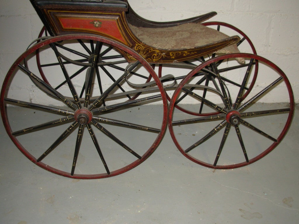 Belle Époque Carriage, Antique Stenciled Childs Carriage For Sale