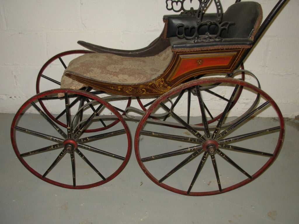 19th Century Carriage, Antique Stenciled Childs Carriage For Sale