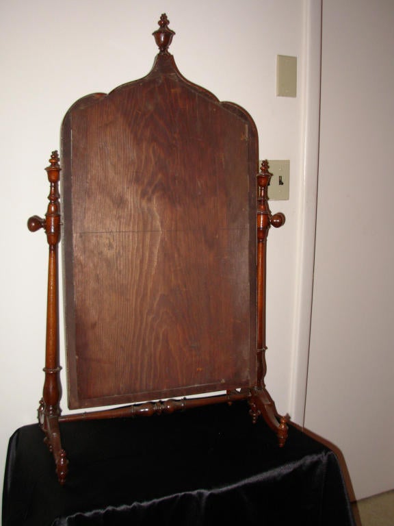 Mahogany Gothic Revival American Shaving Mirror Attributed to Roux For Sale