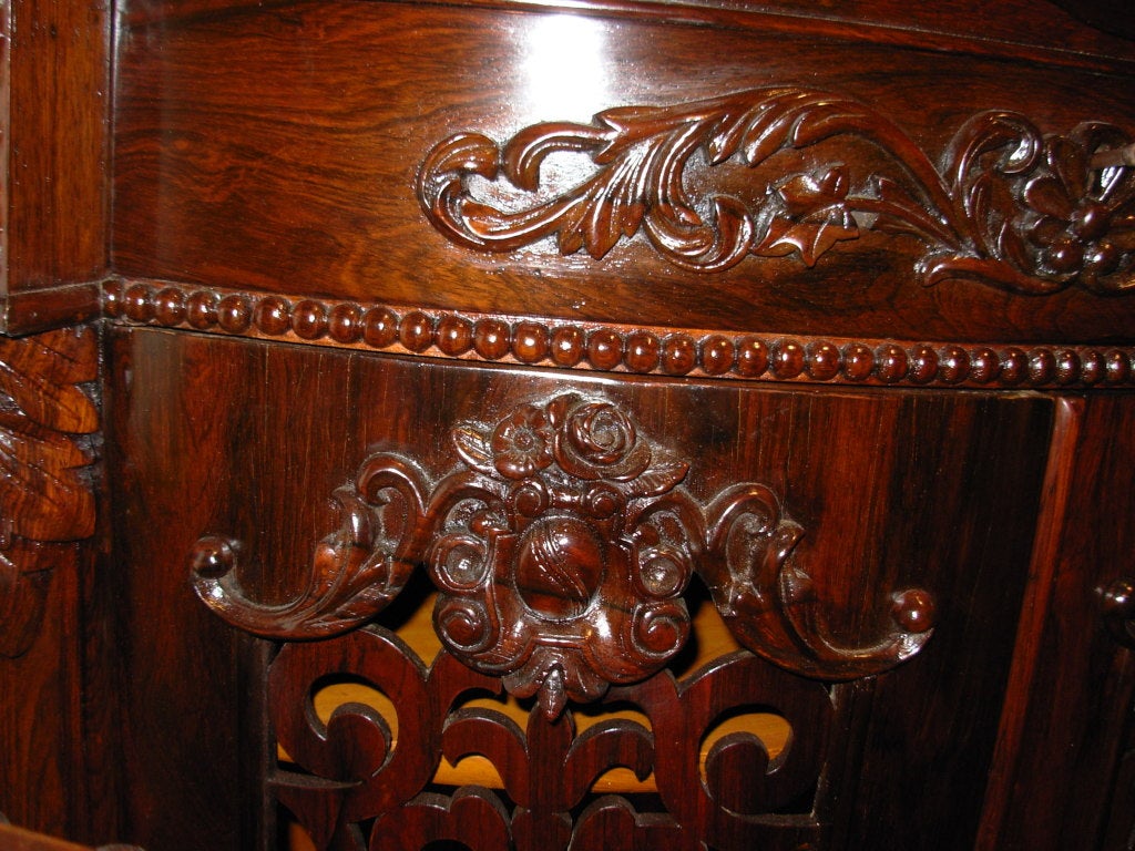 High Victorian Victorian Meeks Signed Rococo Revival Rosewood Corner Cabinet