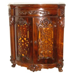 Victorian Meeks Signed Rococo Revival Rosewood Corner Cabinet