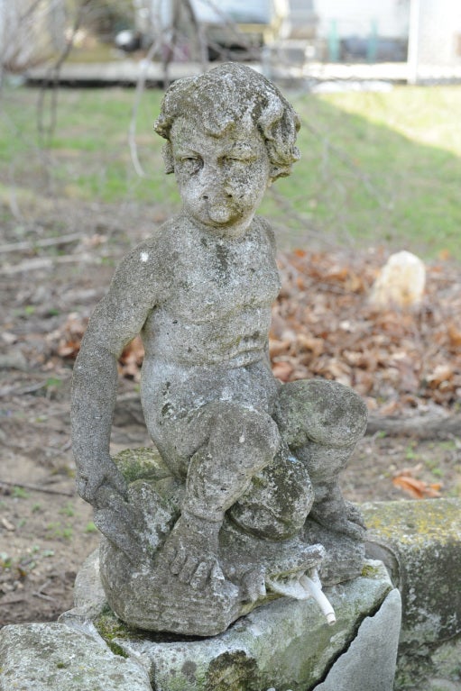 American Cast Stone Cherub Fountain from Kenjockety