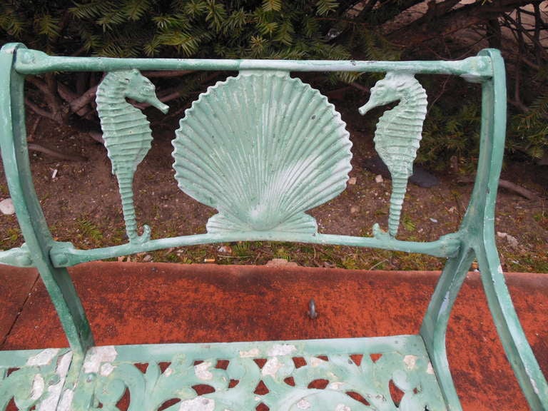 Hollywood Regency Vintage Bench, by Molla with Shell & Seahorses