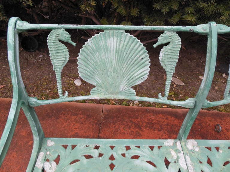 American Vintage Bench, by Molla with Shell & Seahorses