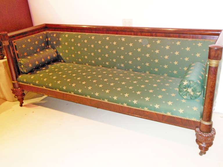 Gilt American Classical Box Sofa, 19th Century, New York For Sale