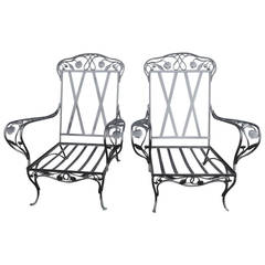 Salterini Armchairs, Wrought Iron with Elaborate Detail