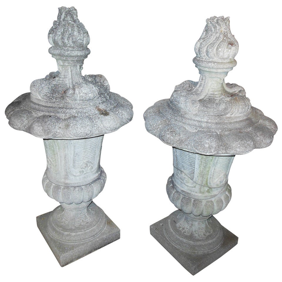 Cast Stone Pair of Finials 45"