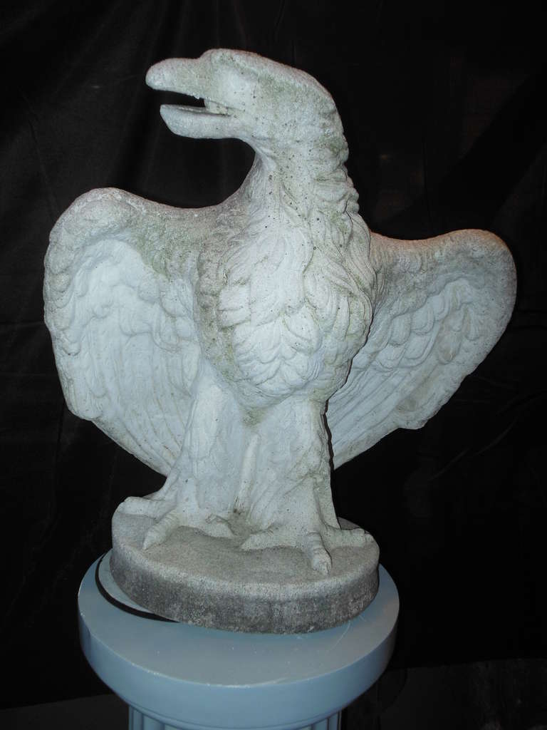 Folk Art  Eagles, pr of Cast Stone For Sale