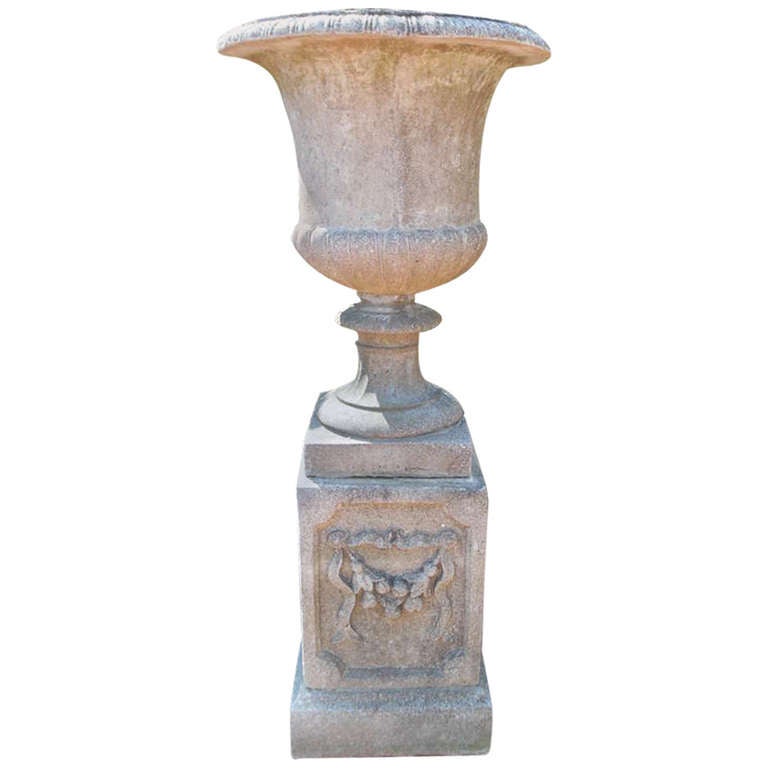 Large Cast Stone Urn For Sale at 1stdibs