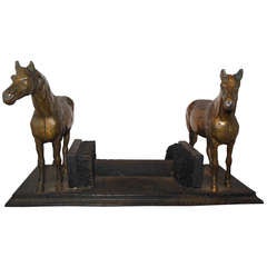 Vintage Boot Scraper with Two Horses