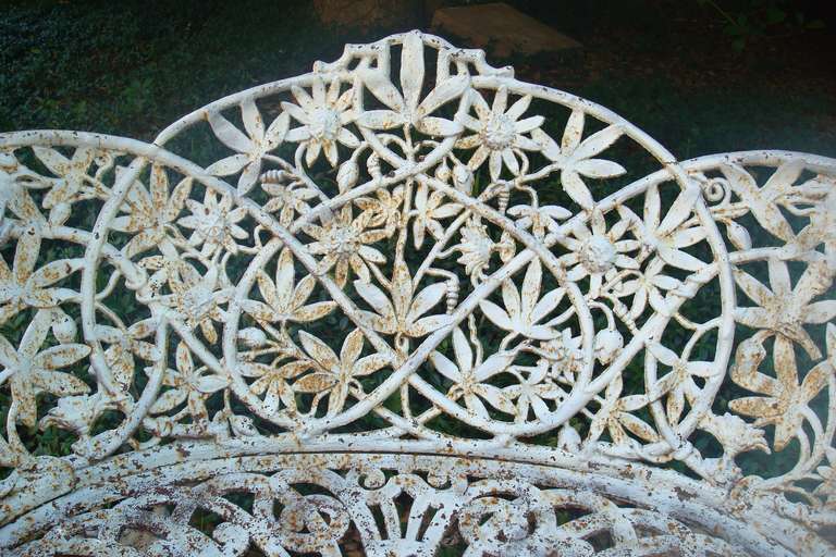 Victorian Cast Iron Passion Flower Garden Bench For Sale