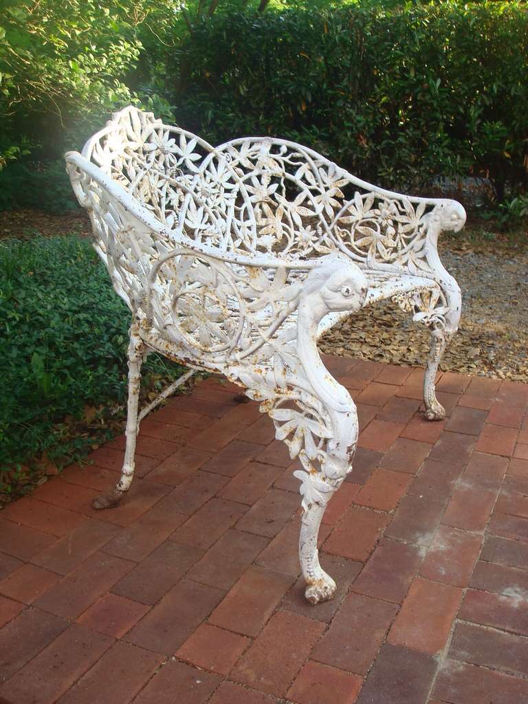 Cast Iron Passion Flower Garden Bench For Sale 1