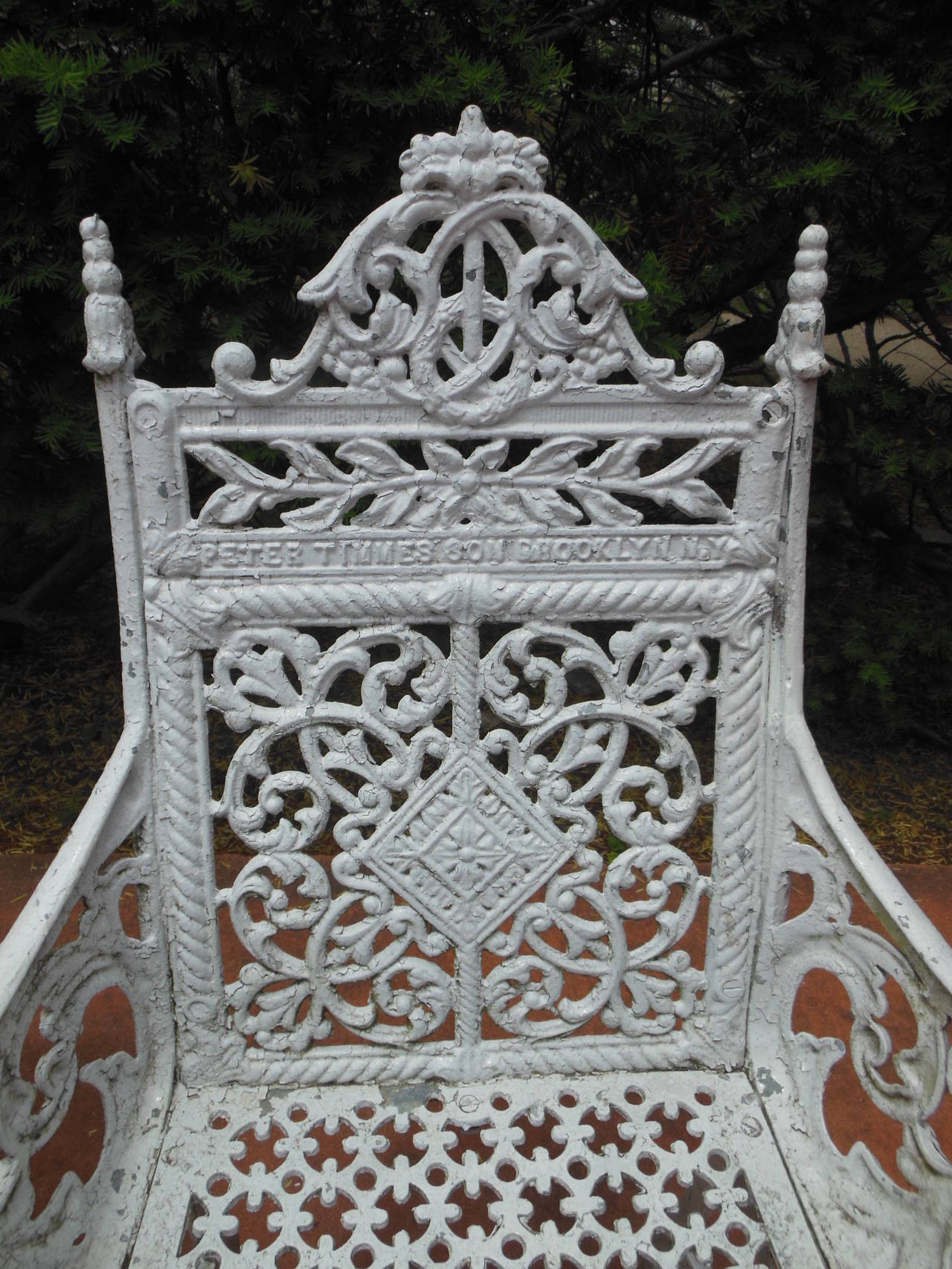 pair of 19th century cast iron chairs by peter timmes, ny