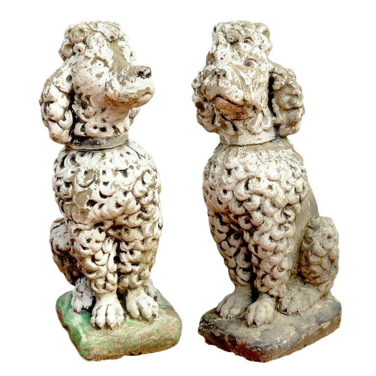Pair of Cast Stone Poodles