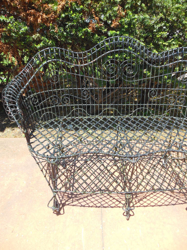 19th Century American Fancy Wire Bench