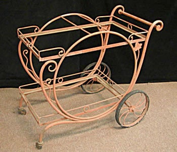 A wrought iron tea cart in the desirable Mt Vernon pattern, by Salterini,
