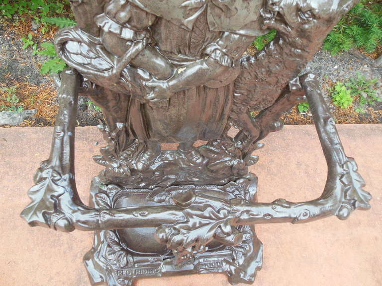 Cast Iron Umbrella Stand of Red Riding Hood In Excellent Condition For Sale In Long Island, NY