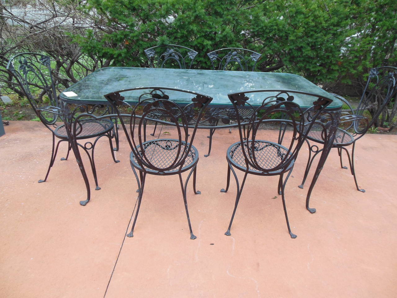 Hollywood Regency Salterini Vintage Dining Room Set of Wrought Iron