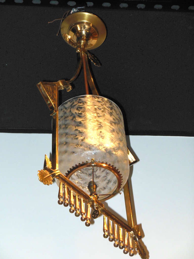 Brass Antique Hall chandelier, American Aesthetic Style