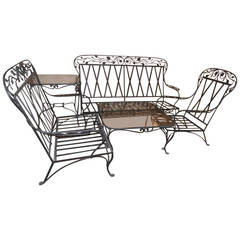 Salterini Patio Set, Six-Piece Elaborate Wrought Iron Set