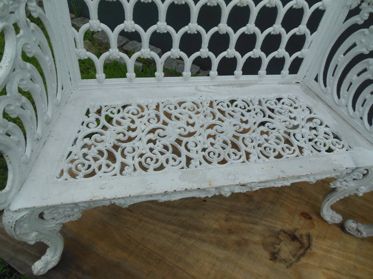 Late 19th Century Benches, Cast Iron Pair of White House Garden Benches