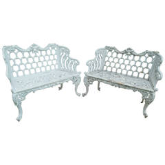Benches, Cast Iron Pair of White House Garden Benches