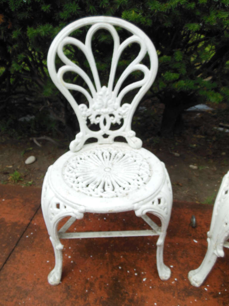 Victorian Cast Iron Pair of Coalbookdale Chairs For Sale
