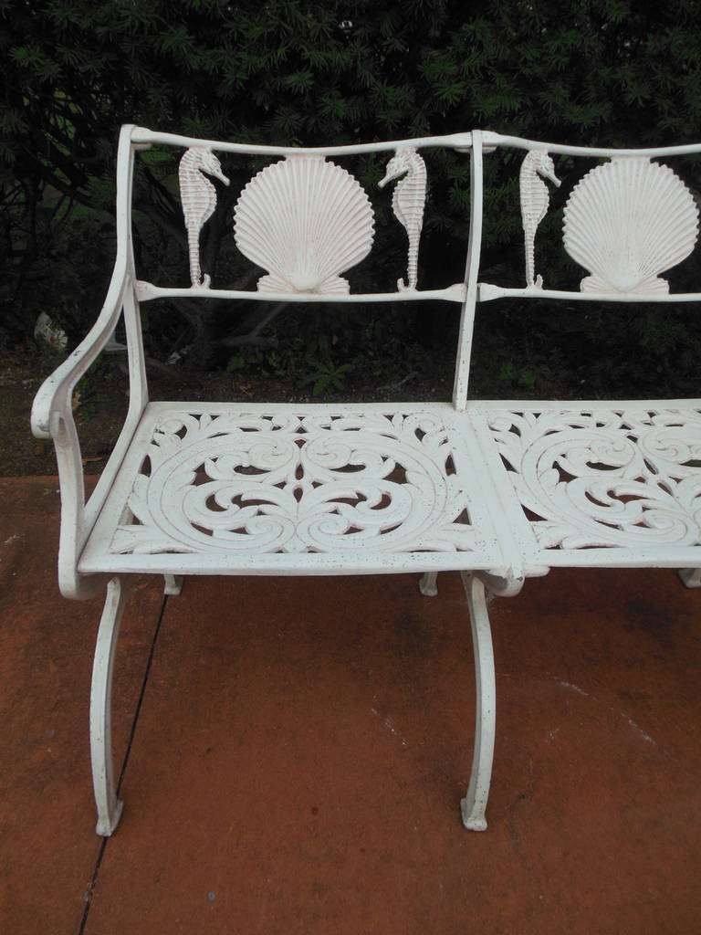 American Bench with Seahorse and Shell Motif by Molla