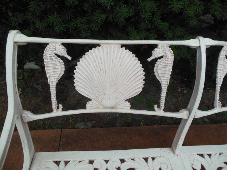 Bench with Seahorse and Shell Motif by Molla In Good Condition In Long Island, NY