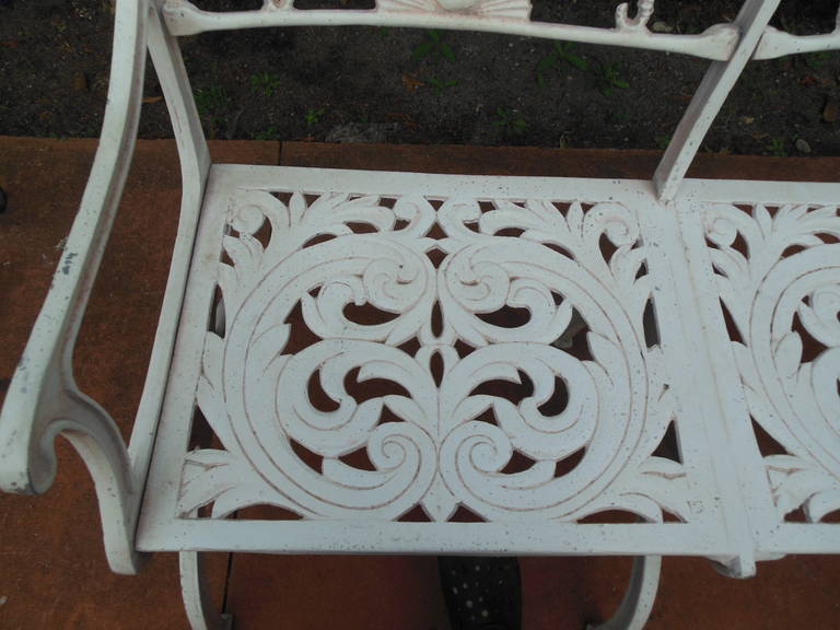 Aluminum Bench with Seahorse and Shell Motif by Molla