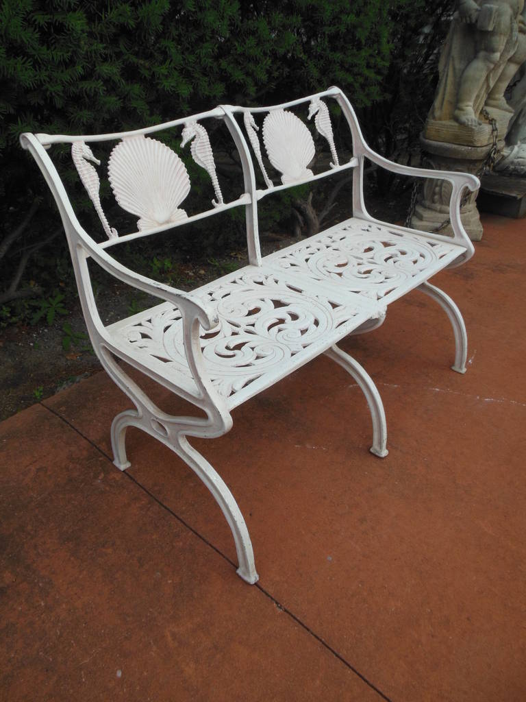 Bench with Seahorse and Shell Motif by Molla 1