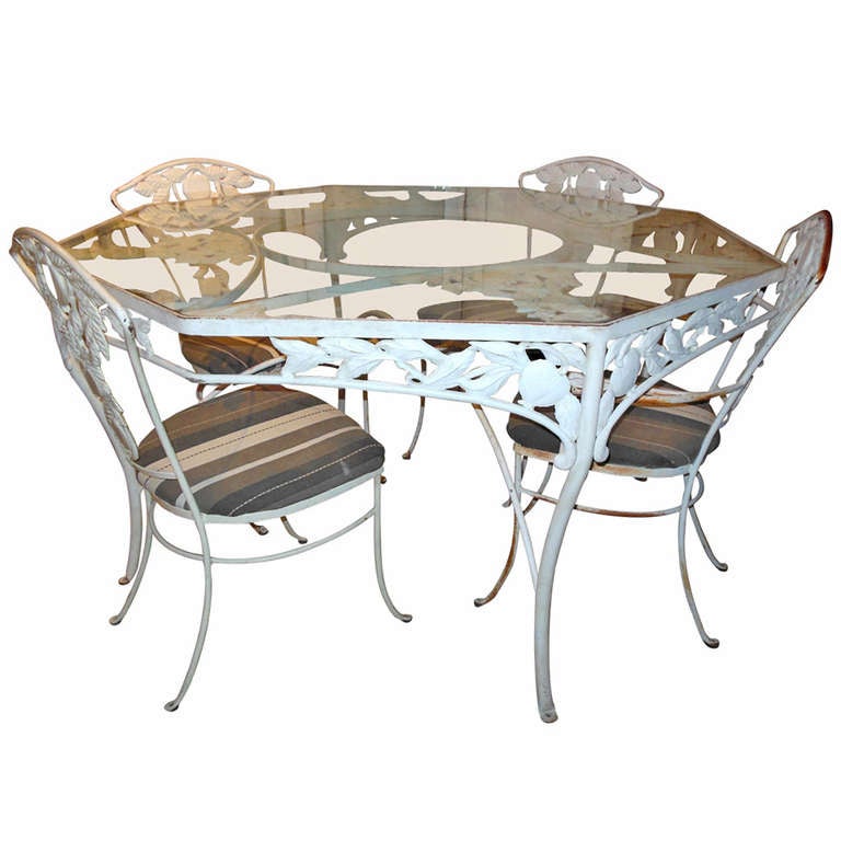 Vintage Wrought Iron Octagonal Dining Set At 1stdibs