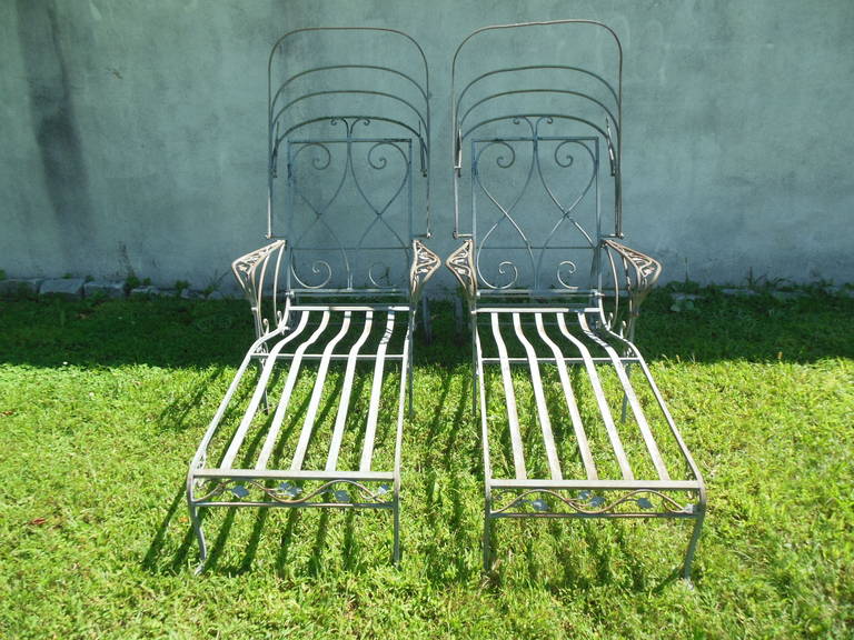 American Pair of Garden Chaise Lounges by 