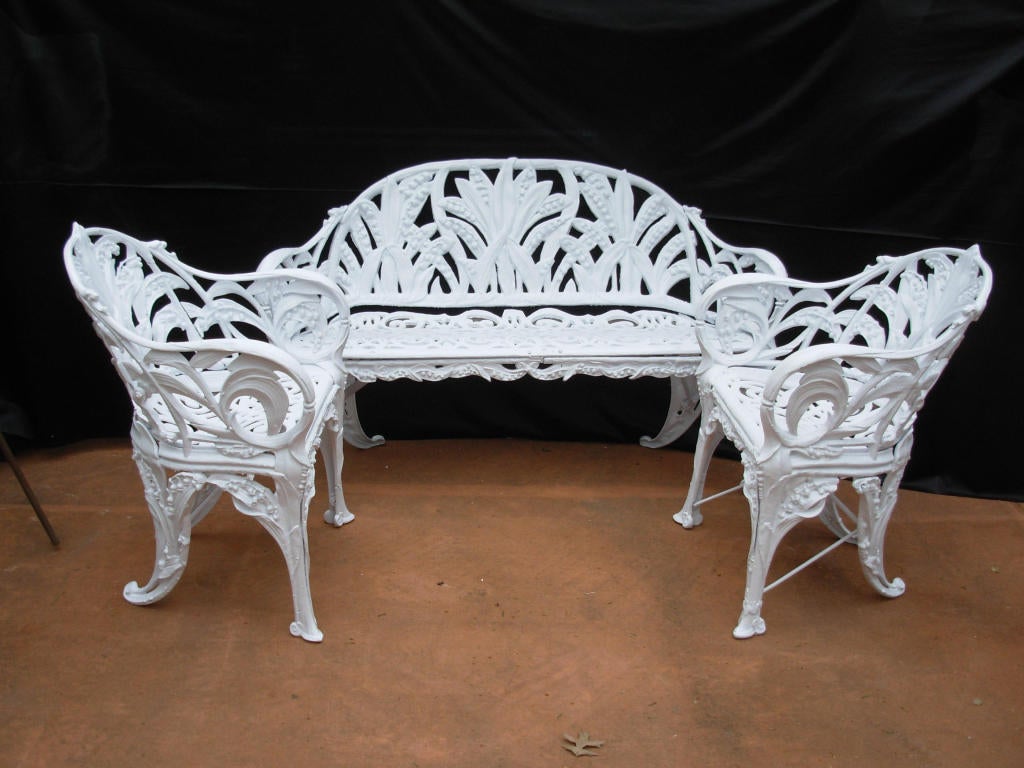 The Lily of the Valley is a rare pattern, The bench is signed 