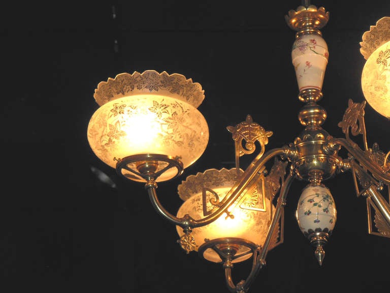 19th Century Victorian Aesthetic Chandelier Made for Gas For Sale