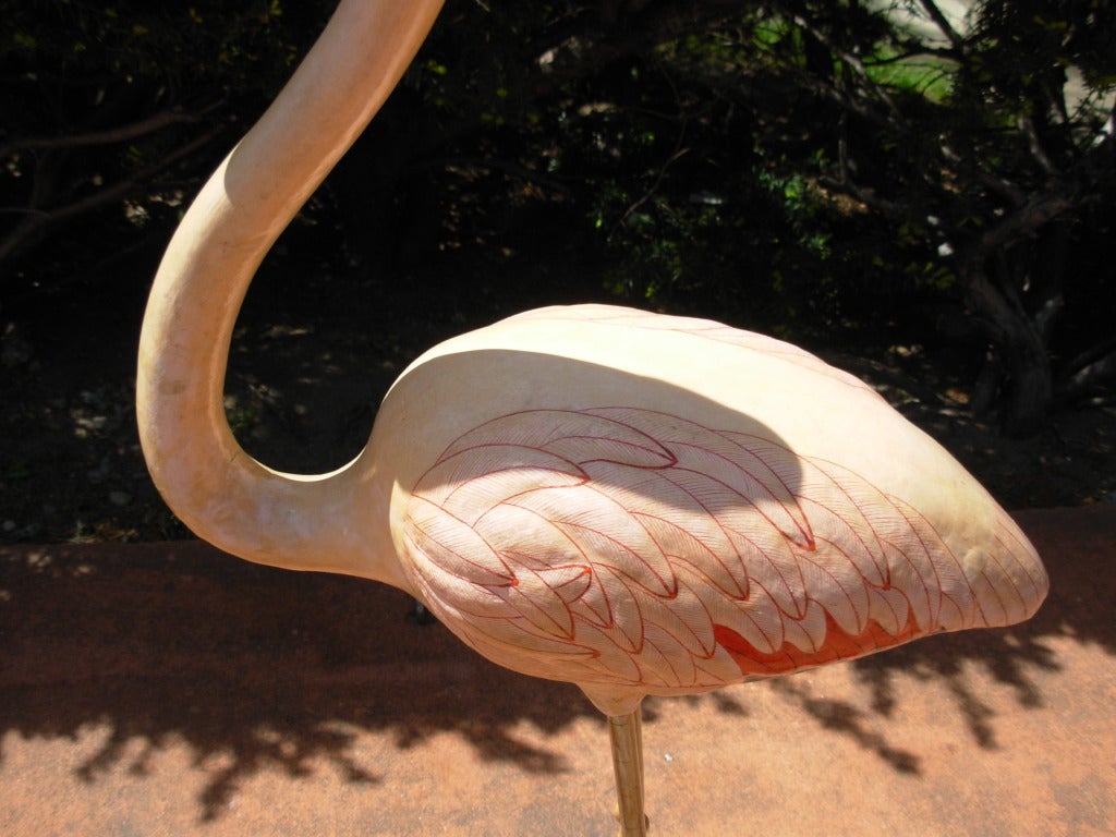 American Pair of Papier Mâché Flamingos