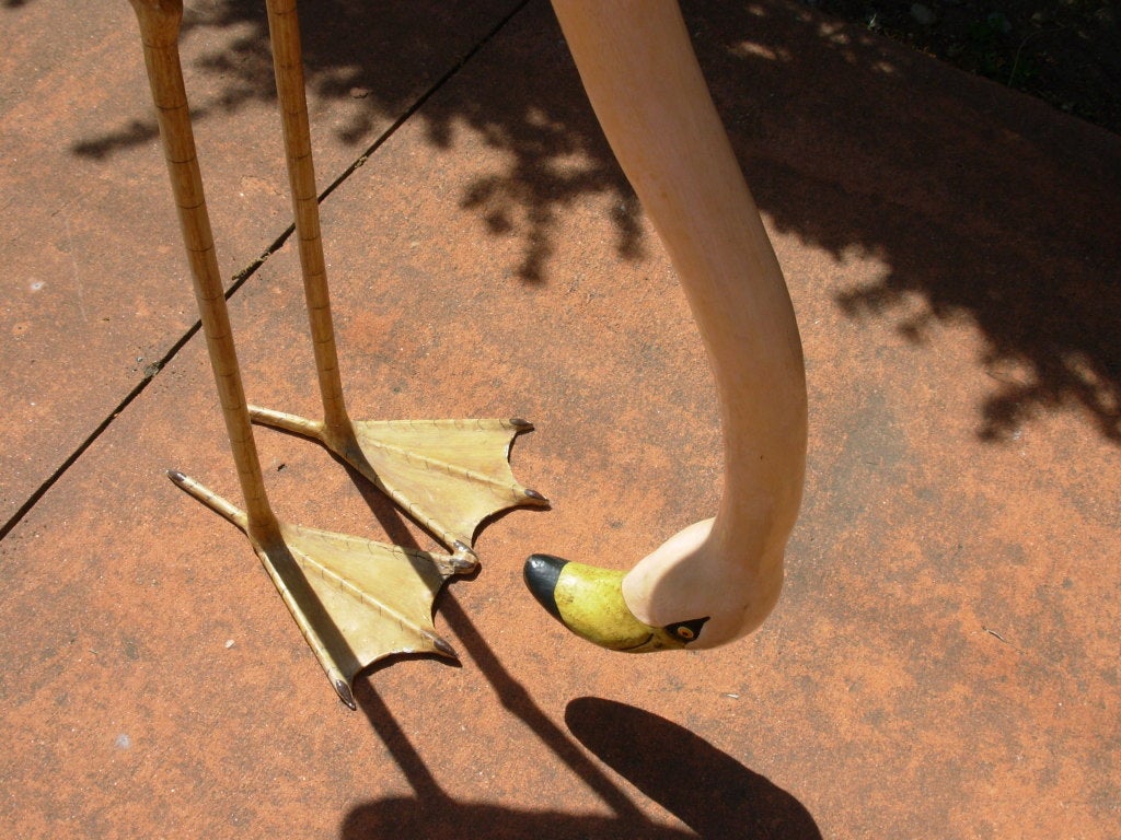 Mid-20th Century Pair of Papier Mâché Flamingos