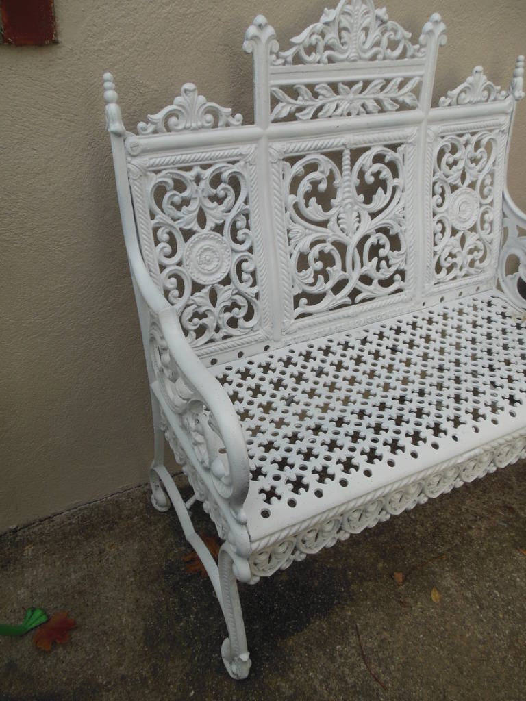 Victorian American Cast Iron Garden Bench by Peter Timmes, Brooklyn, NY