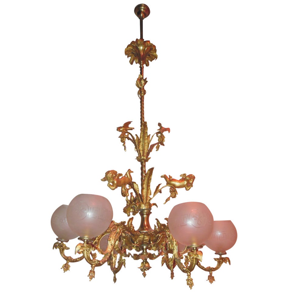 Antique Chandelier, Rococo  19th Century, 84” tall For Sale