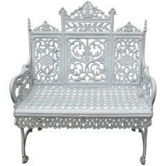 Antique American Cast Iron Garden Bench by Peter Timmes, Brooklyn, NY