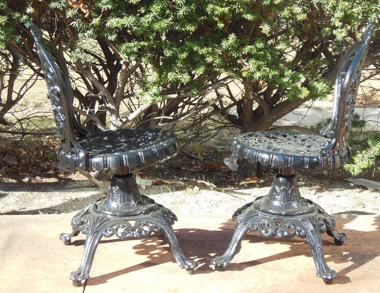 Victorian Garden chairs: Cast Iron  pr Swivel chairs                       For Sale