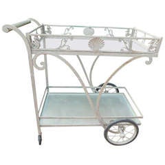 Vintage Tea Cart with Seahorses and Shells